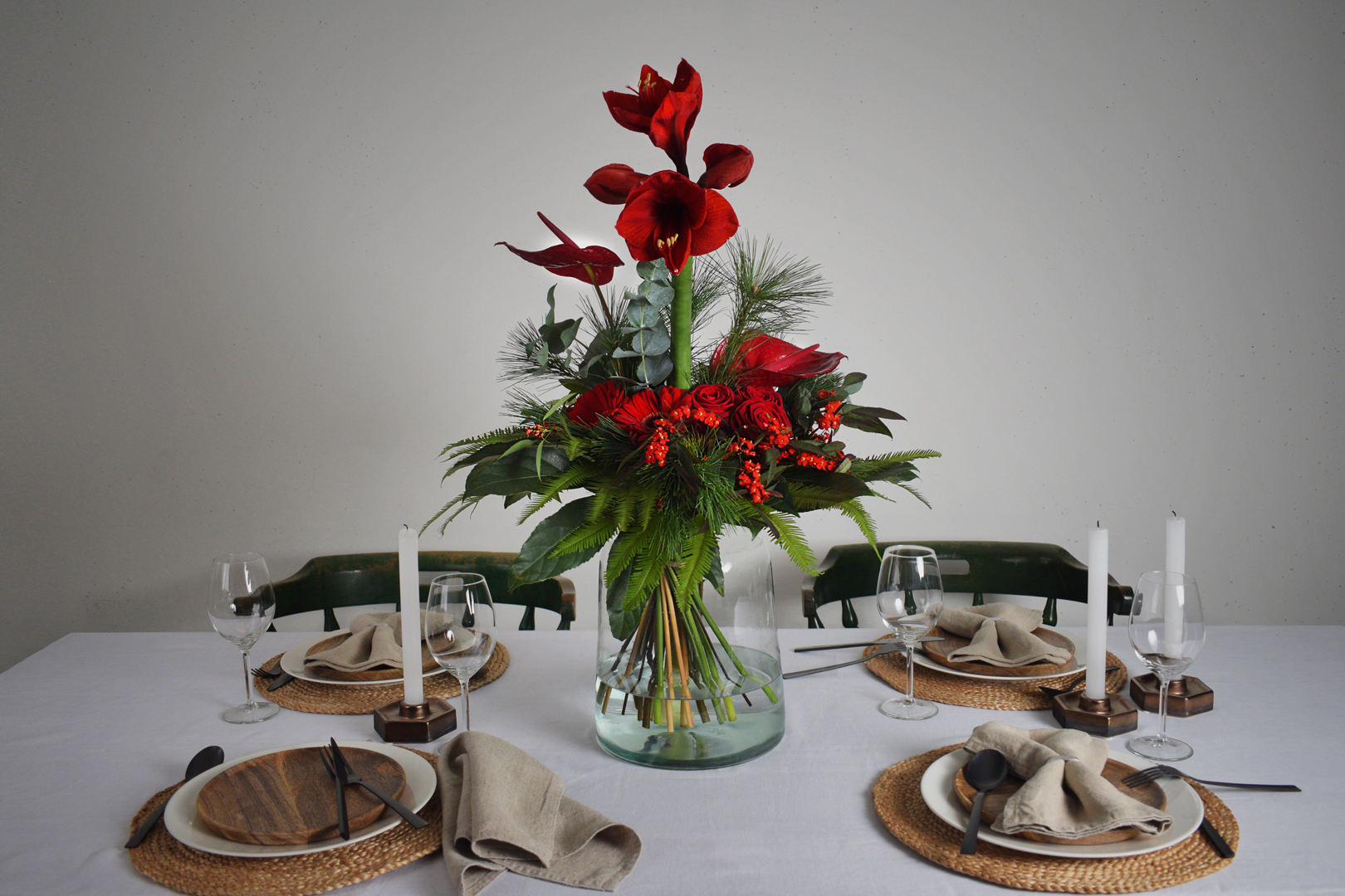 rood kerstboeket sfeer